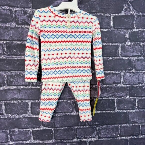 Wondershop 12 Month Geometric Pattern Flannel 2 Piece Pajama PJ - Picture 1 of 9